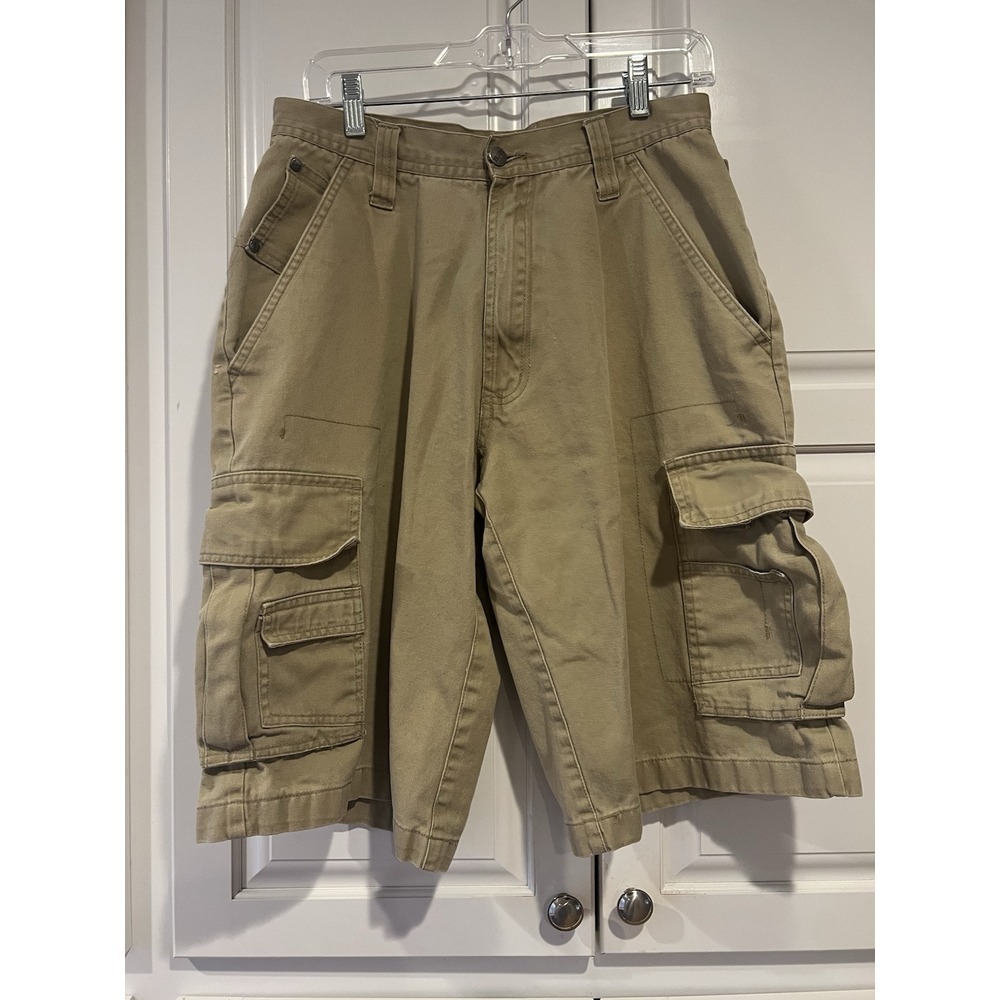 Polo Ralph Lauren Cargo Shorts Mens Size 32 Khaki Cotton Y2K Style Big Pony